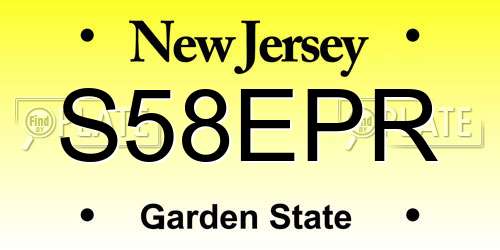 S58EPR New Jersey License Plate