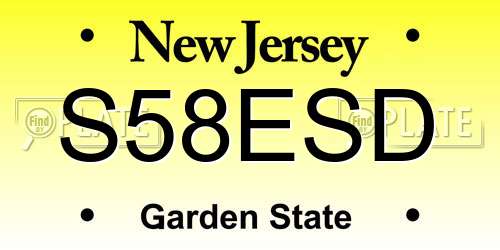 S58ESD New Jersey License Plate