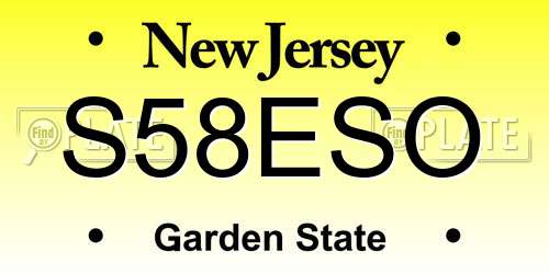 S58ESO New Jersey License Plate