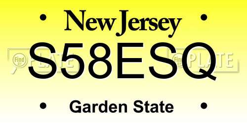 S58ESQ New Jersey License Plate