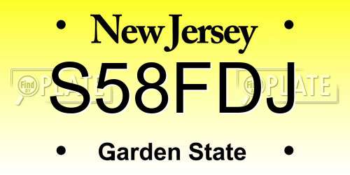 S58FDJ New Jersey License Plate