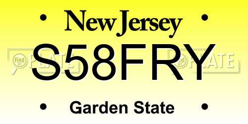 S58FRY New Jersey License Plate