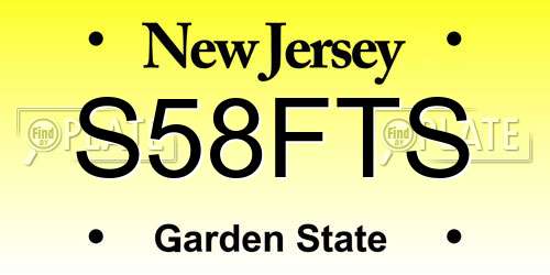 S58FTS New Jersey License Plate