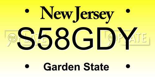 S58GDY New Jersey License Plate