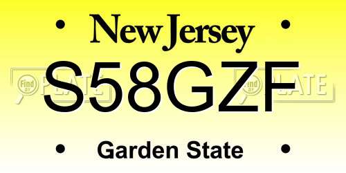 S58GZF New Jersey License Plate