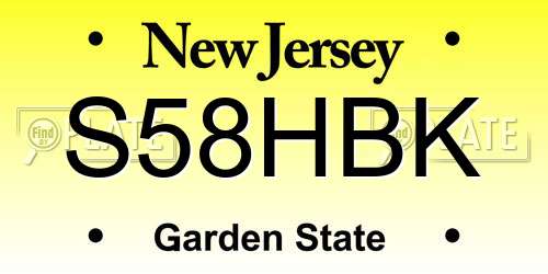 S58HBK New Jersey License Plate