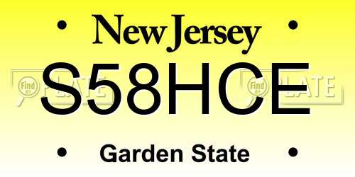 S58HCE New Jersey License Plate