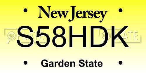 S58HDK New Jersey License Plate