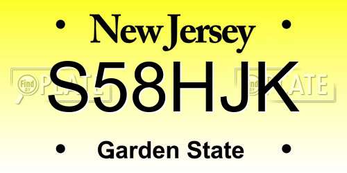 S58HJK New Jersey License Plate