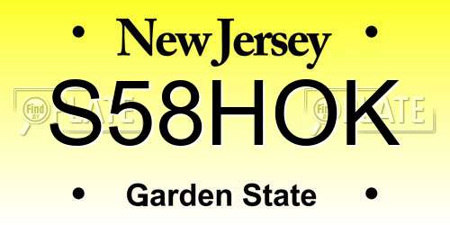 S58HOK New Jersey License Plate