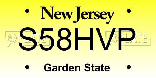 S58HVP New Jersey License Plate