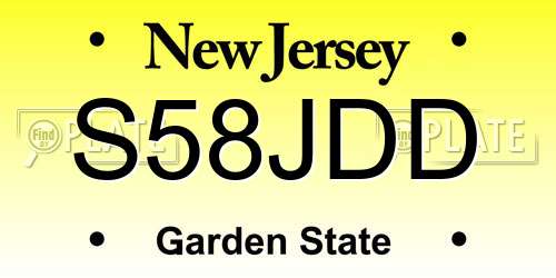 S58JDD New Jersey License Plate