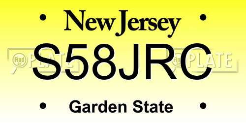 S58JRC New Jersey License Plate