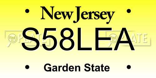 S58LEA New Jersey License Plate