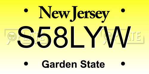 S58LYW New Jersey License Plate
