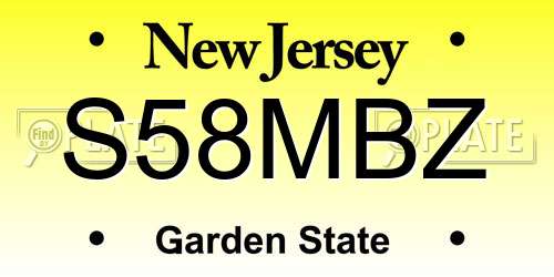 S58MBZ New Jersey License Plate