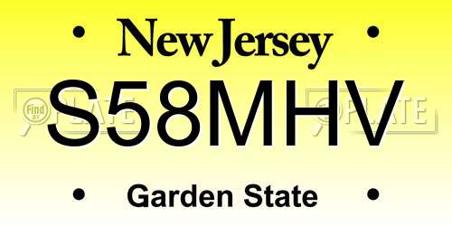S58MHV New Jersey License Plate