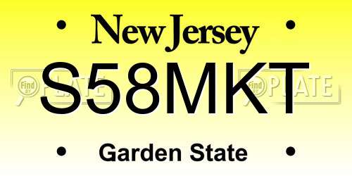 S58MKT New Jersey License Plate