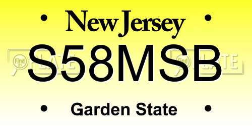 S58MSB New Jersey License Plate