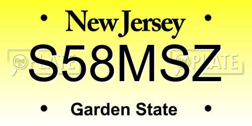 S58MSZ New Jersey License Plate