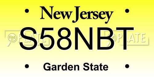 S58NBT New Jersey License Plate