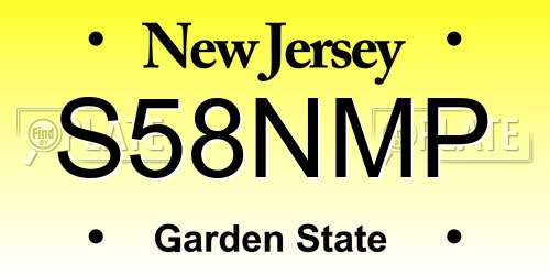 S58NMP New Jersey License Plate