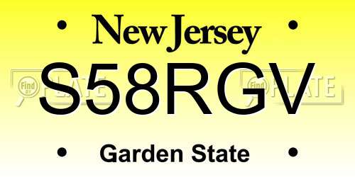 S58RGV New Jersey License Plate