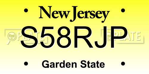 S58RJP New Jersey License Plate