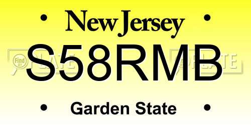 S58RMB New Jersey License Plate