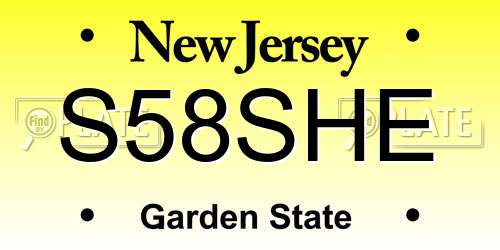 S58SHE New Jersey License Plate