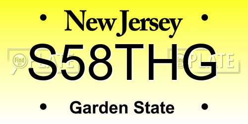S58THG New Jersey License Plate