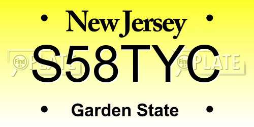 S58TYC New Jersey License Plate