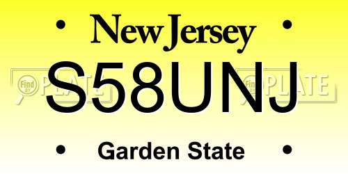 S58UNJ New Jersey License Plate