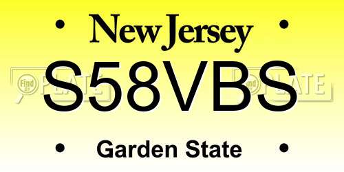 S58VBS New Jersey License Plate