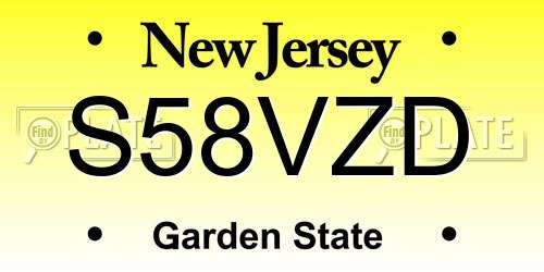 S58VZD New Jersey License Plate