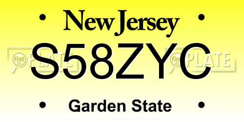 S58ZYC New Jersey License Plate