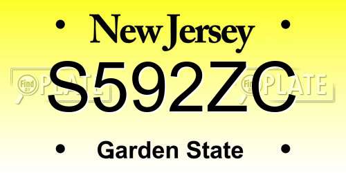 S592ZC New Jersey License Plate