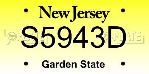 S5943D New Jersey License Plate