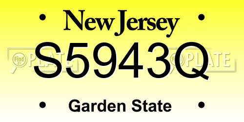 S5943Q New Jersey License Plate