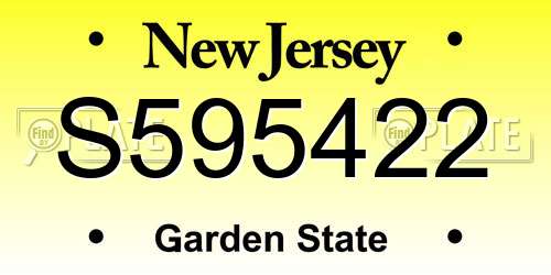 S595422 New Jersey License Plate