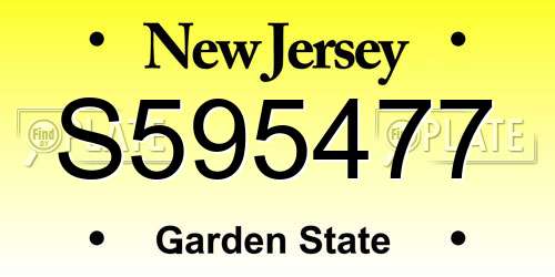 S595477 New Jersey License Plate