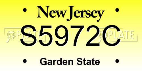 S5972C New Jersey License Plate