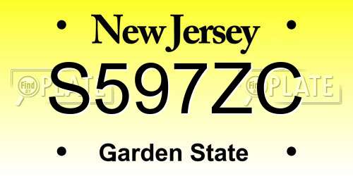 S597ZC New Jersey License Plate