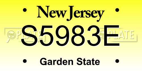 S5983E New Jersey License Plate