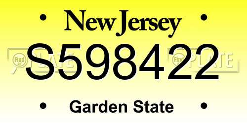 S598422 New Jersey License Plate