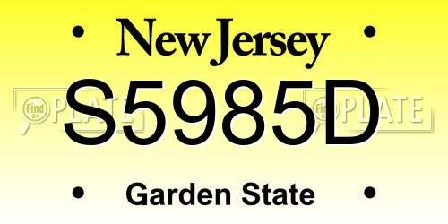 S5985D New Jersey License Plate