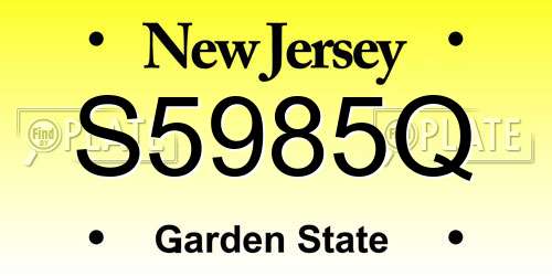S5985Q New Jersey License Plate