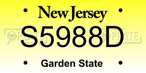 S5988D New Jersey License Plate