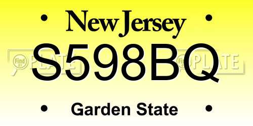 S598BQ New Jersey License Plate