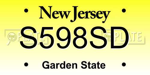 S598SD New Jersey License Plate